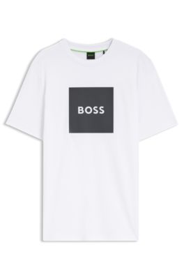 Camiseta de punto de algod&oacute;n con logo estampado, Blanco