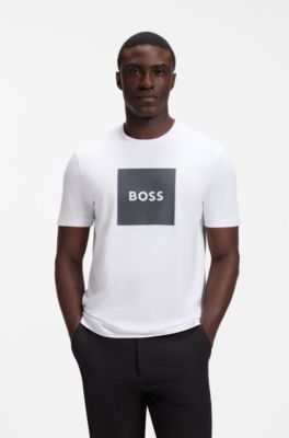 Camiseta de punto de algod&oacute;n con logo estampado, Blanco