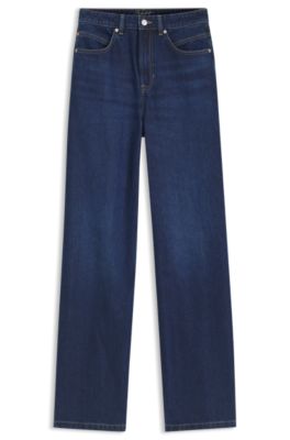 Wide-leg jeans in marble-washed denim, Blue