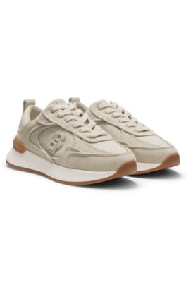 Deportivas de ante con monograma Double&nbsp;B, Beige claro