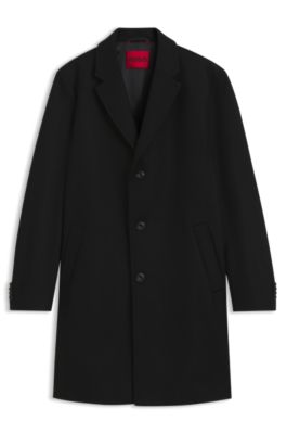 Regular-fit coat in a virgin-wool blend, Black