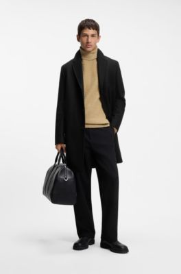 Regular-fit coat in a virgin-wool blend, Black