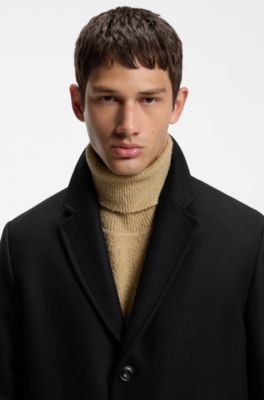 Regular-fit coat in a virgin-wool blend, Black
