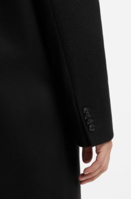 Regular-fit coat in a virgin-wool blend, Black