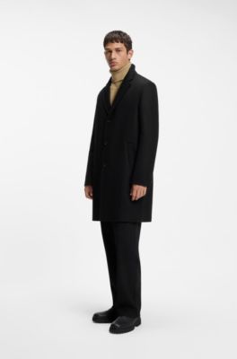 Regular-fit coat in a virgin-wool blend, Black