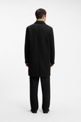 Regular-fit coat in a virgin-wool blend, Black