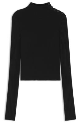 HUGO x entire studios jersey con hombro abotonado, Negro