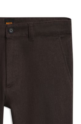 Chinos slim fit de sarga de algod&oacute;n moulin&eacute;, Marr&oacute;n oscuro