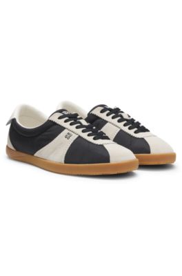 Low-top sneakers with suede trims, Black