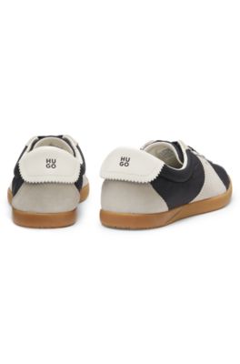 Low-top sneakers with suede trims, Black