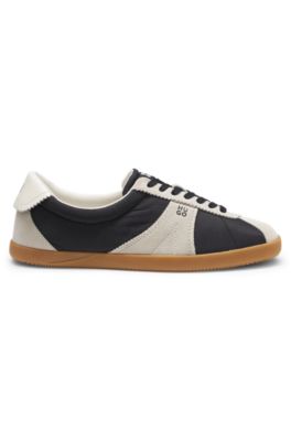Low-top sneakers with suede trims, Black