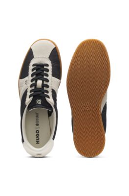 Low-top sneakers with suede trims, Black
