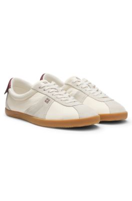 Low-top sneakers with suede trims, White