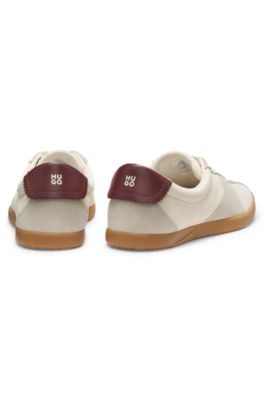Low-top sneakers with suede trims, White