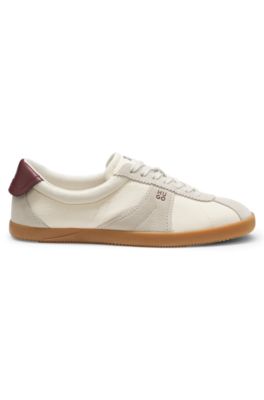 Low-top sneakers with suede trims, White