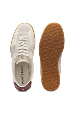 Low-top sneakers with suede trims, White