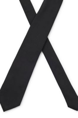 Silk tie with solid weave, Black