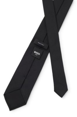 Corbata de seda con tejido liso, Negro