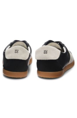 Leather sneakers with suede and zigzag details, Black