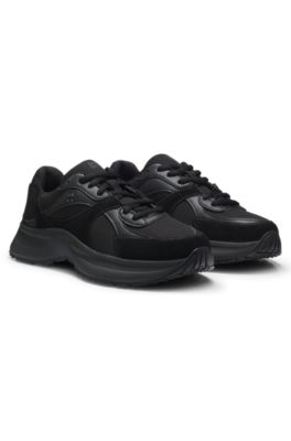Sneakers in canvas, leather, and suede, Black