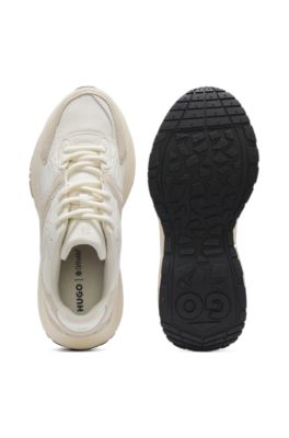 Sneakers in canvas, leather, and suede, White