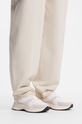 Sneakers in canvas, leather, and suede, White