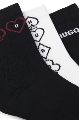 Lot de trois paires de chaussettes &agrave; motif en coton m&eacute;lang&eacute;, Fantaisie