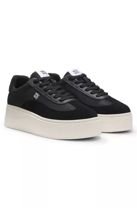Platform sneakers with suede trims and comfort insole