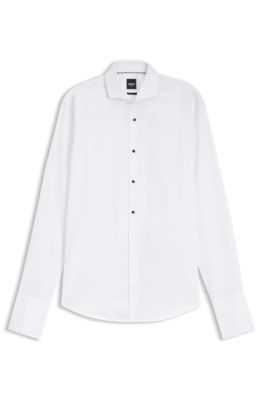 BOSS ONE Regular-fit shirt in wrinkle-free cotton poplin, White
