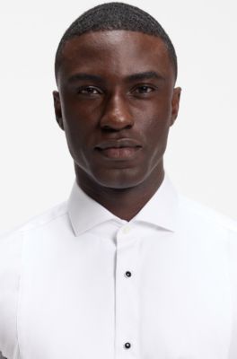 BOSS ONE Regular-fit shirt in wrinkle-free cotton poplin, White