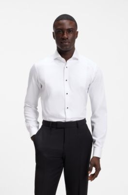 BOSS ONE Regular-fit shirt in wrinkle-free cotton poplin, White