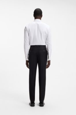 BOSS ONE Regular-fit shirt in wrinkle-free cotton poplin, White