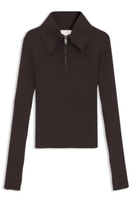 HUGO x entire studios zipper-collar sweater, Light Brown