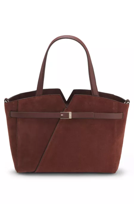 BOSS Revers Tote bag in soft suede with buckled strap
