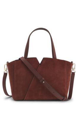 BOSS Revers bolso shopper de suave ante con correa con hebilla, Marr&oacute;n