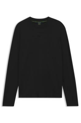 Porsche x BOSS long-sleeved T-shirt with glossy logo, Black