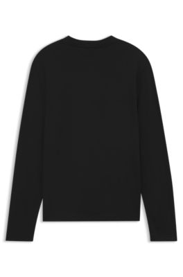 Porsche x BOSS long-sleeved T-shirt with glossy logo, Black