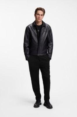 Porsche x BOSS long-sleeved T-shirt with glossy logo, Black