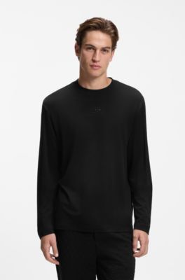 Porsche x BOSS long-sleeved T-shirt with glossy logo, Black