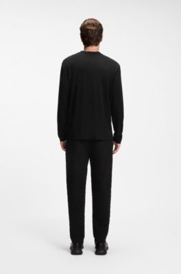 Porsche x BOSS long-sleeved T-shirt with glossy logo, Black