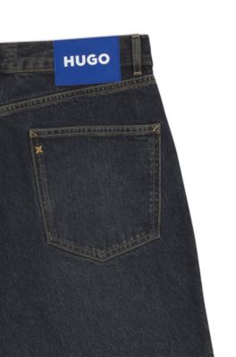 Regular-fit jeans in red-cast denim, Dark Blue