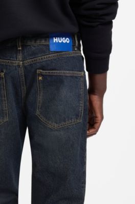 Regular-fit jeans in red-cast denim, Dark Blue