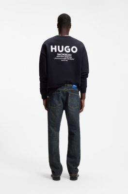 Regular-fit jeans in red-cast denim, Dark Blue