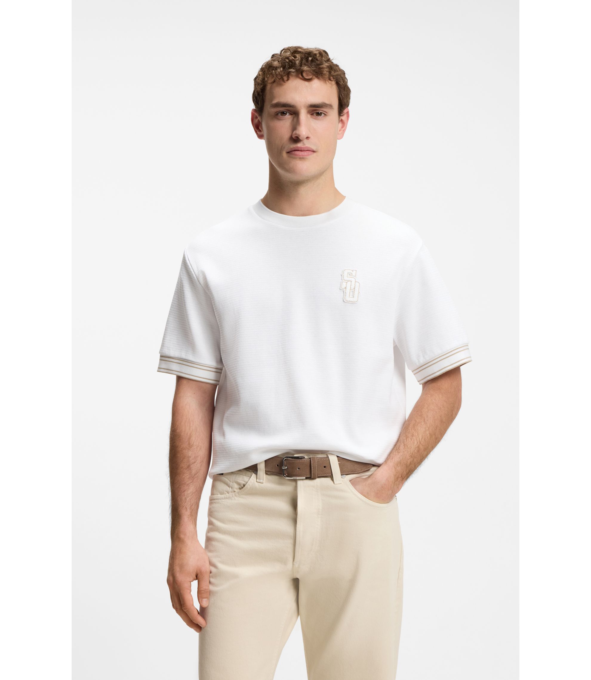 BOSS SHOEI OHTANI ポロシャツ ホワイト BOSS - BOSS Selected by Shohei Ohtani T-shirt in cotton - White