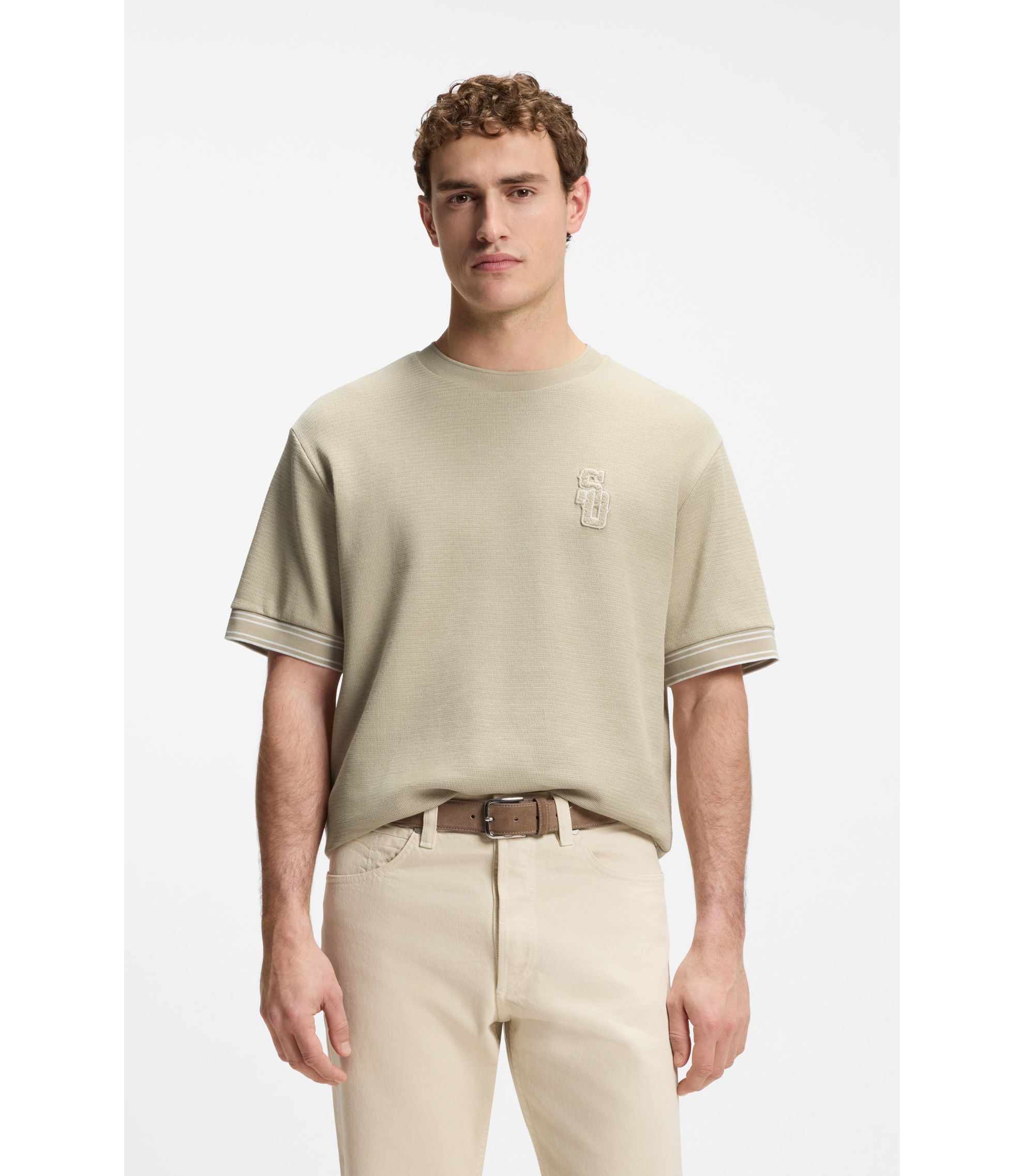 BOSS - BOSS Selected by Shohei Ohtani T-shirt in cotton - Light Beige