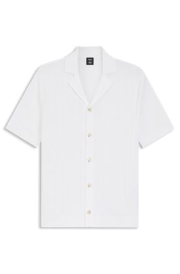 Camisa de algod&oacute;n con estructura BOSS Selected by Shohei Ohtani, Blanco