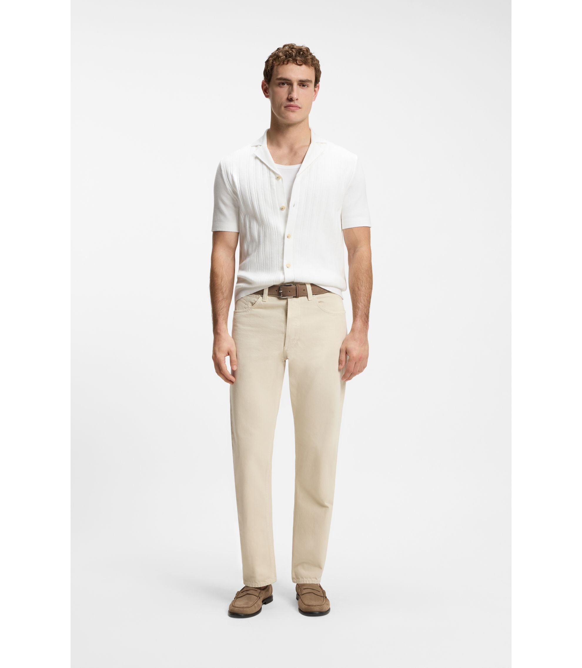 BOSS SHOEI OHTANI ポロシャツ ホワイト BOSS - BOSS Selected by Shohei Ohtani shirt in structured cotton