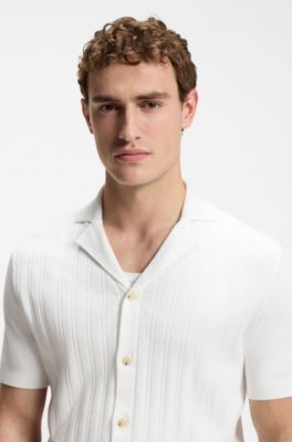 Camisa de algod&oacute;n con estructura BOSS Selected by Shohei Ohtani, Blanco
