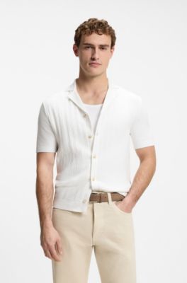 Camisa de algod&oacute;n con estructura BOSS Selected by Shohei Ohtani, Blanco