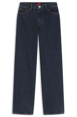 Vaqueros de pernera ancha en denim de algod&oacute;n azul oscuro, Azul oscuro